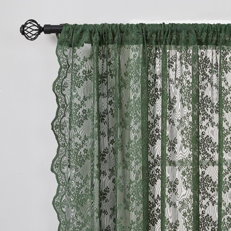 1 bucată perdea transparentă din dantelă florală vintage - Draperie semi-transparentă cu filtrare a luminii pentru dormitor și sufragerie, design cu buzunar pentru tijă, perdele pentru sufragerie