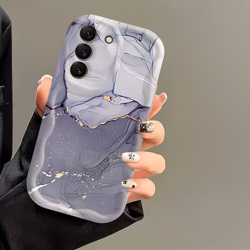 Colored Marble Cream Wave-Edge Phone Case for Samsung S26 Ultra 5G Cases Galaxy S25 Plus S24 S23FE A17 A37 A57 A56 A55 A16 Cover