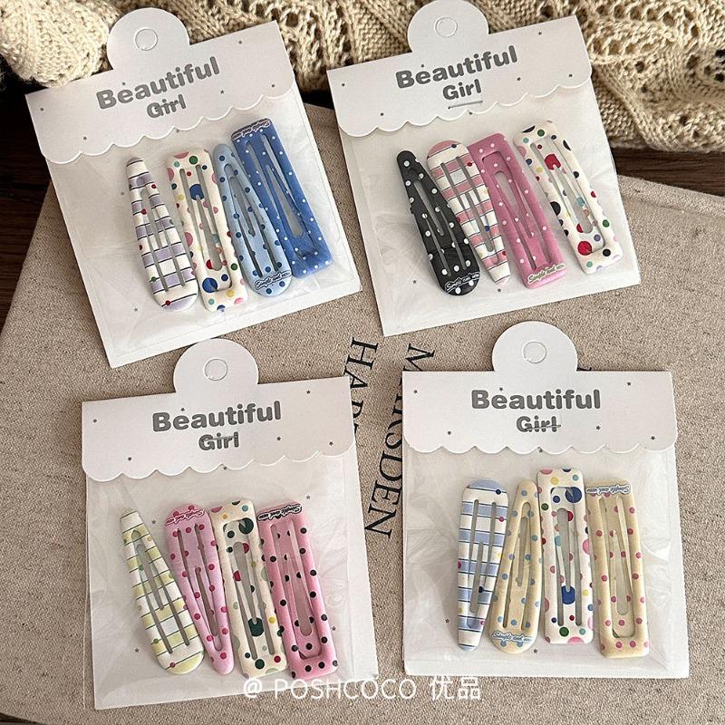 4 PCS Candy Cream Color Children's Water Drop Square Hair Clips Baby Bangs Clips Hairpins Girls' Hair Accessories Clips
