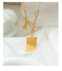 Love Letter Rabbit Pendant Necklace: Rectangle, Long Chain, Fade-Resistant Gold-Plated Titanium Steel.