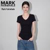 Women's V-Neck Ribbed Short Sleeve T-Shirt