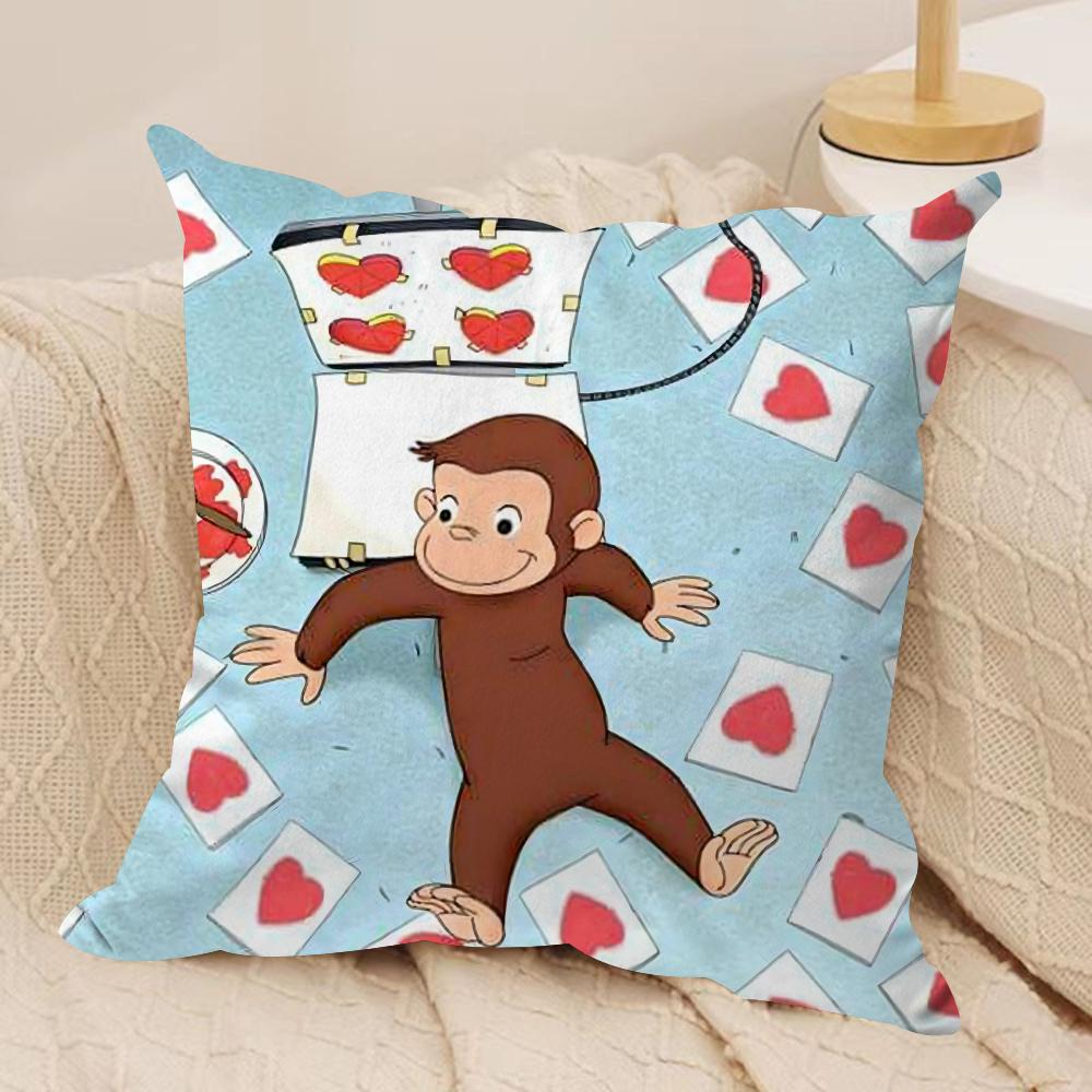 GeorgeThe Curious Monkey Cushion Cover Soft Plush Fabric DoubleSided Printed Sofa Cushion Cover for All Seasons Home Decor Gift
