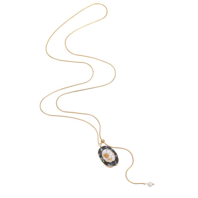 Elegant 18K Gold Vintage Stainless Steel Geometric Oval Jewelry Set