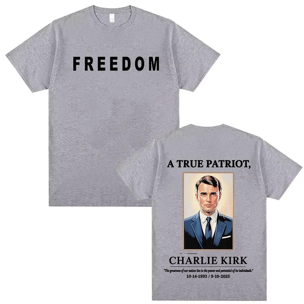 Charlie Kirk A True Patriot Vintage T-shirts Men Women Harajuku Classic Short Sleeve T Shirt Summer Fashion Comfort T-shirt Tops