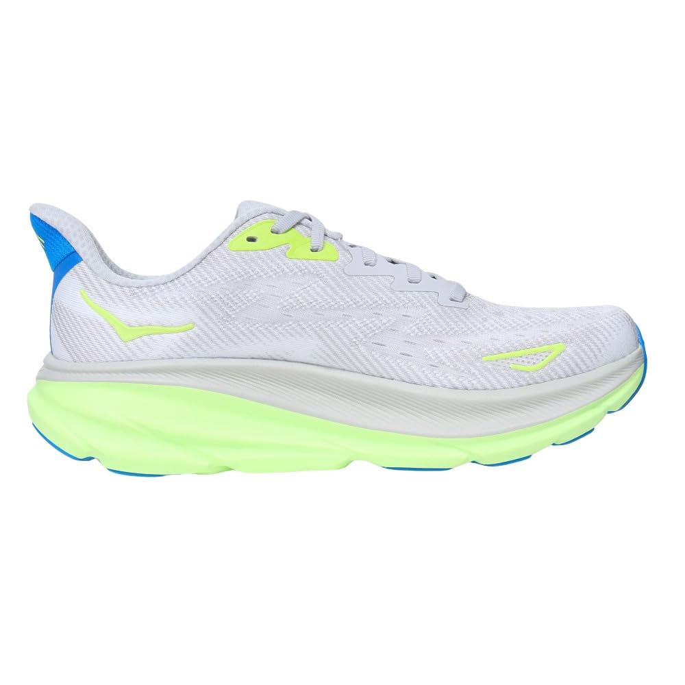 HOKA Clifton 9 Running Medium Gray with Flash Yellow Sneakers for Jogging and Walking Shoes, (1127895-STLC), (Medium Gray/Size 28.5/Men's)