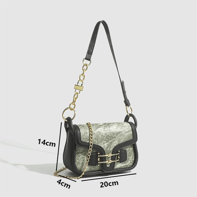 Vintage Women Flap PU Leather Shoulder Bags Fashion Green Crossbody Bags Fall Winter Commuter Underarm Bags Casual Handbags