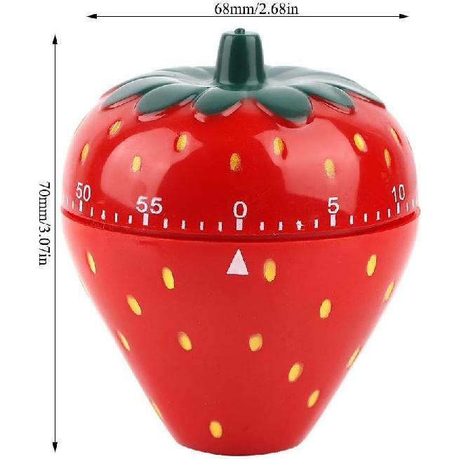 Mechanical Kitchen Timer Kitchen Reminder Alarm Clock Countdown Clock -Red Strawberry Shaped