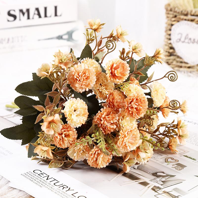 Bouquet di Fiori Artificiali Rosa e Viola, Garofano e Ortensia Finti in Seta per Decorazioni Casa e Matrimonio