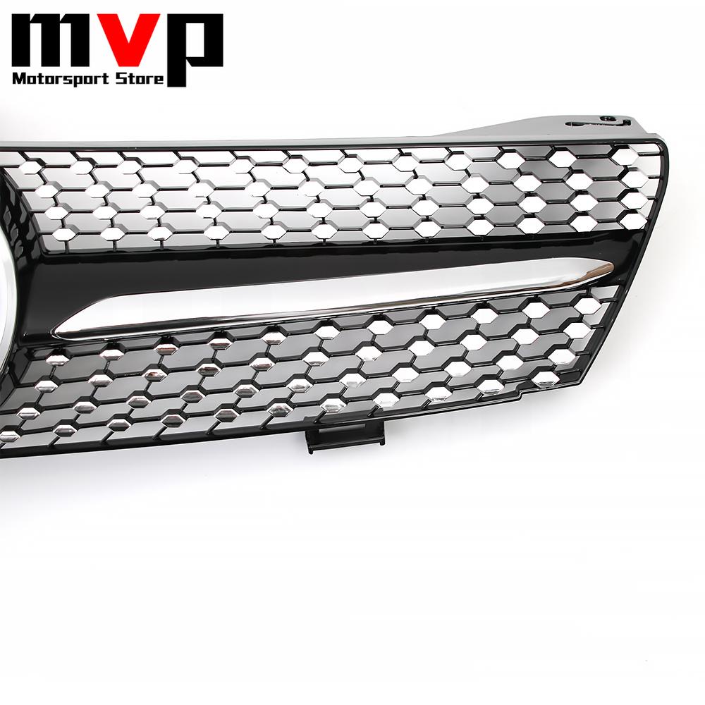 Chrome Black Diamonds Style Bumper Grille With Silver Border Badge Emblem For Mercedes Benz CLS W219 2005-2008 CLS350 CLS63 AMG