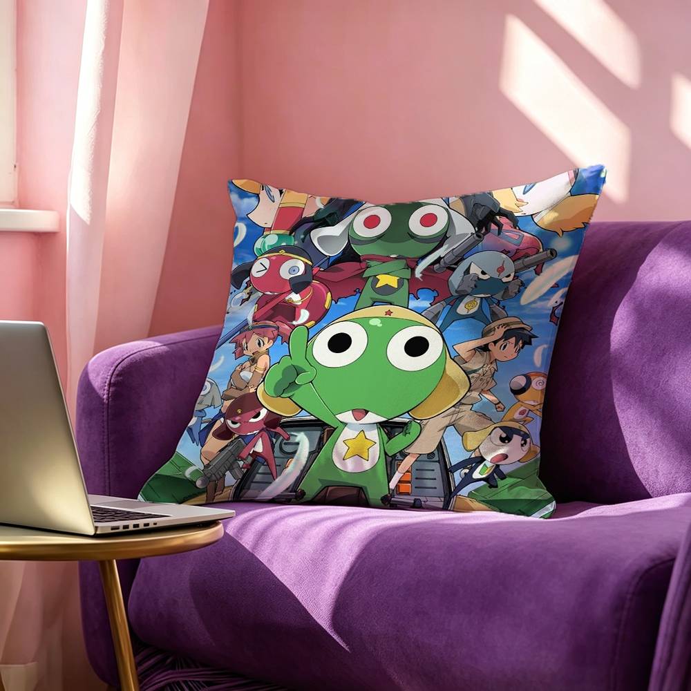 Cute KKeroro Square DoubleSided printed Pillow Case Bedroom Bedside Pillow Sofa Cushion Cover