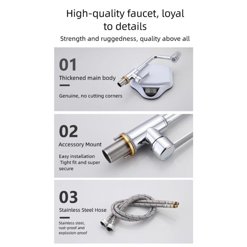 Spatter Proof Kitchen Sink Basins Faucet 360 Degree Swivels Easily mount Hot Cold Water Mixer Single Handle Sink Faucet