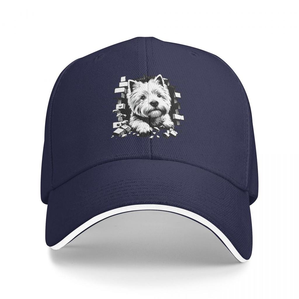 Peeking Dog West Highland White Terrier Baseball Caps Snapback Baseball Hats Breathable Casual Casquette Outdoor for Unisex