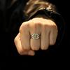 Retro Polaris North Star Adjustable Open Ring For Men Punk Gothic Edgy Copper Zircon Unisex Accessories Good Fortune Love Gift