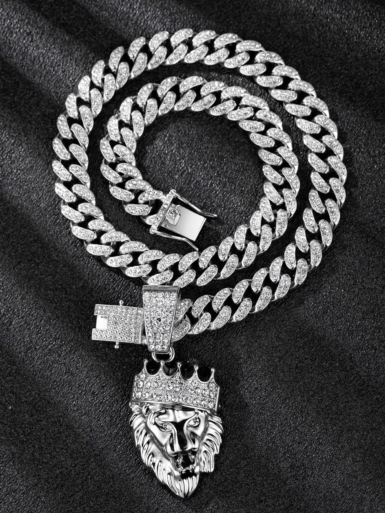 

Трендовое мужское хип-хоп ожерелье с кубинской цепью и кулоном в виде головы льва