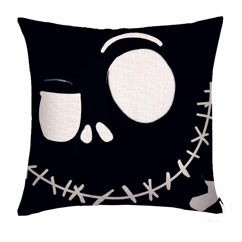 4pcs Halloween Pillow Covers 18*18Inch Linen Blend Throw Pillow Cover Pumpkin Cat Ghost Pattern Cushion Cover for Home Couch
