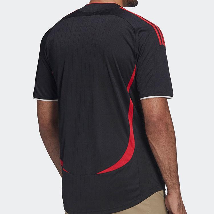 Adidas Manchester United Striped Logo Crew Neck T-Shirt Men Tops Black H13905
