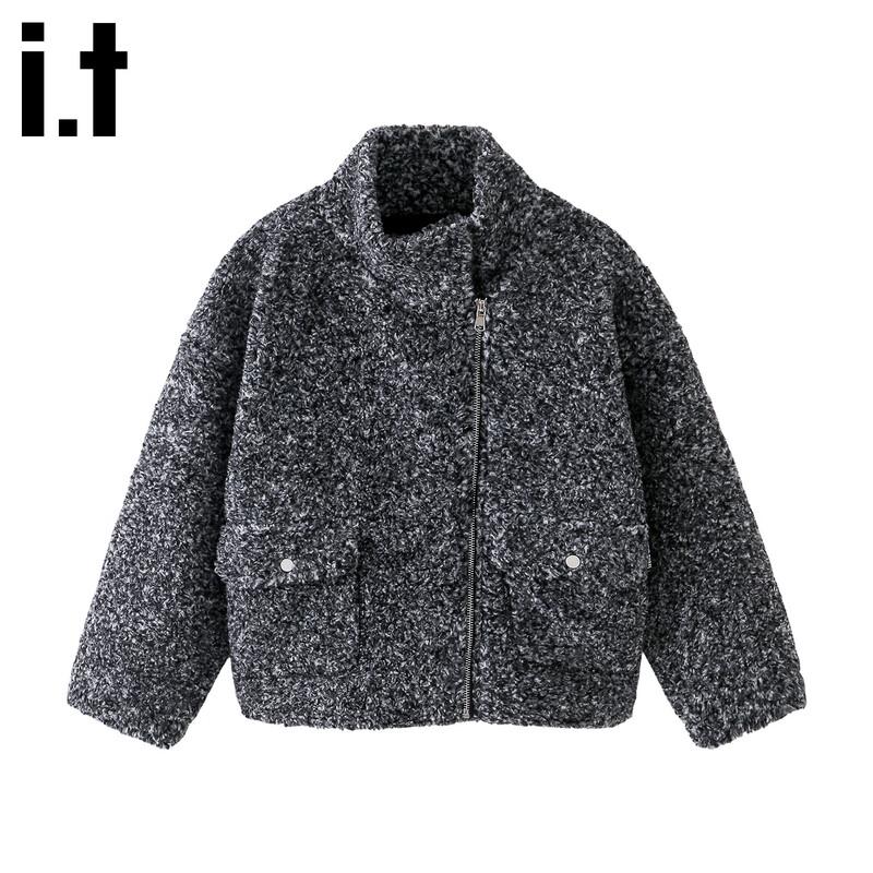 Izzue Kids  Deep Grey Wool Blend Stand-Collar Winter Jacket 140/68