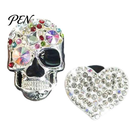 Cool Car Accessory 2 Pcs Bling Skull Heart Air Vent Clips, Rhinestone Shiny Creative Gifts for Owners Dashboard Trim Clip, Funny Head Auto Interior