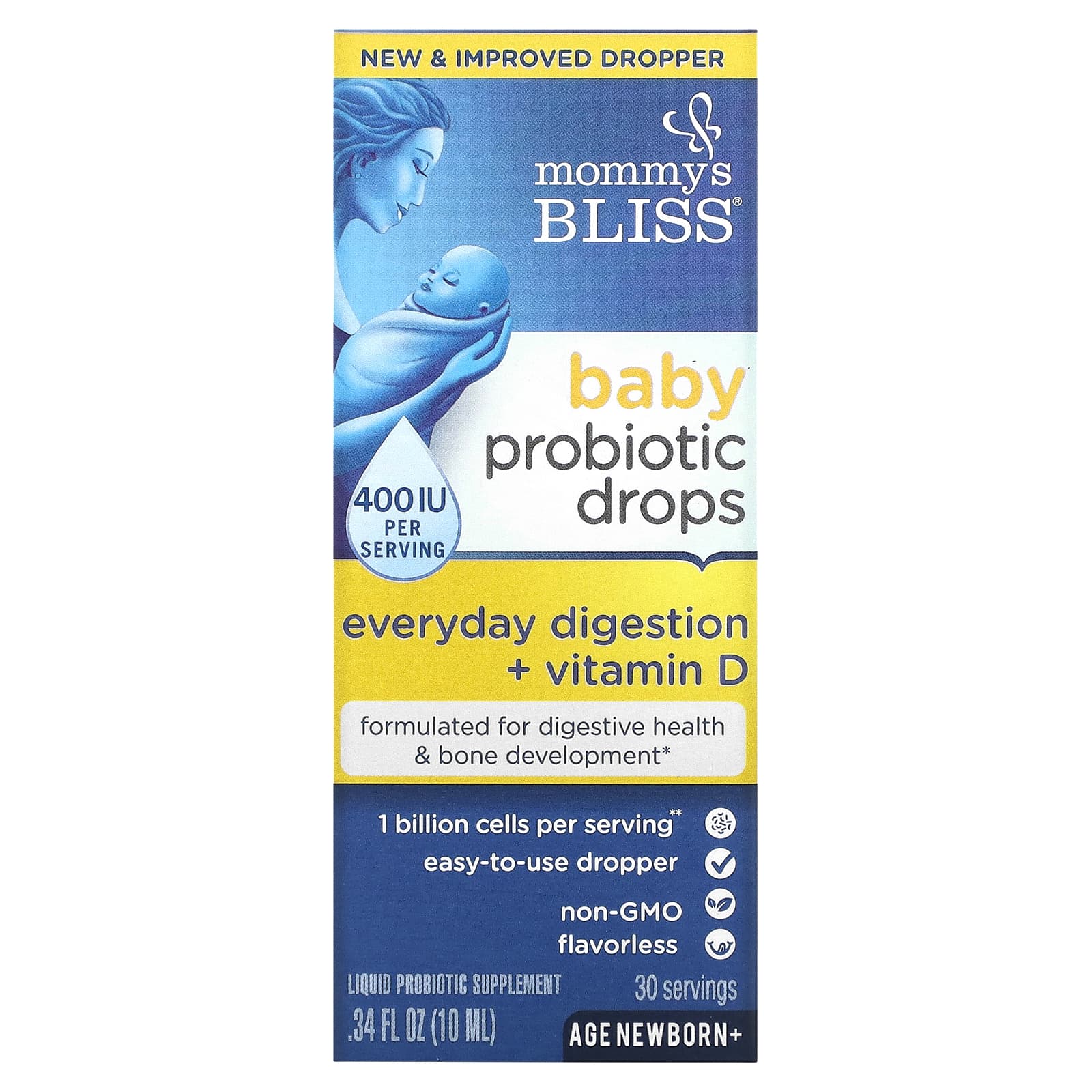 

Mommy s Bliss, Probiotic Drops + Vitamin D, .34 fl oz (10 ml)