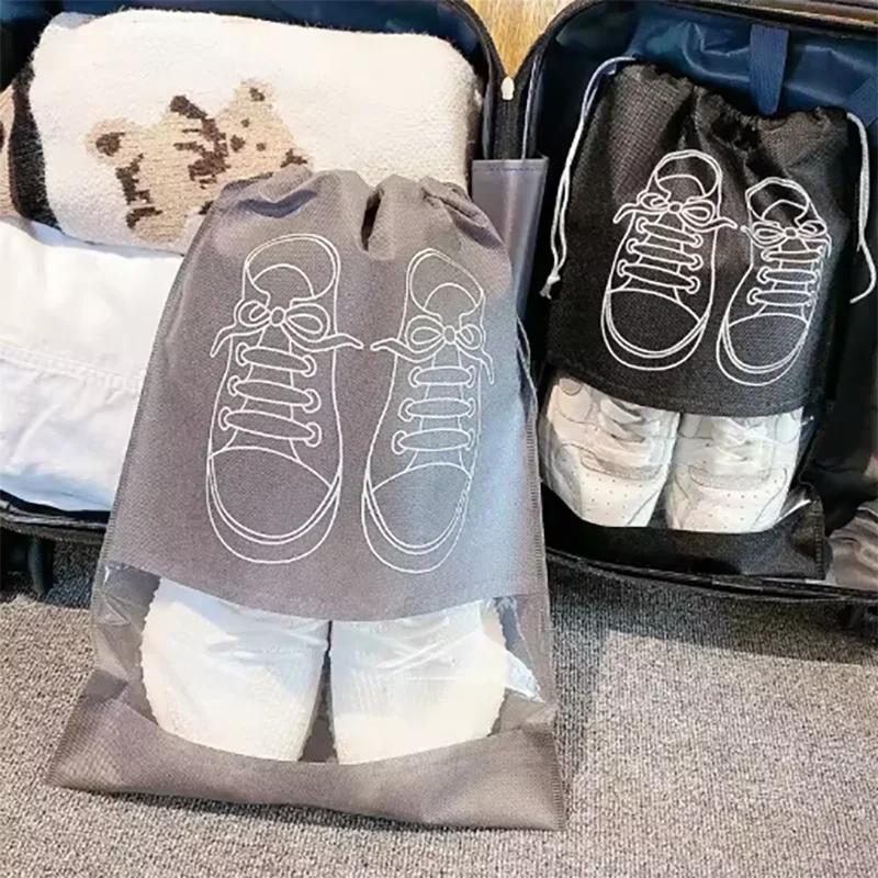 Portable Non-Woven Cloth Shoe Bags Waterproof Dustproof Travel Shoe Storage Bag Hanging Drawstring Packing Pouch Organizer