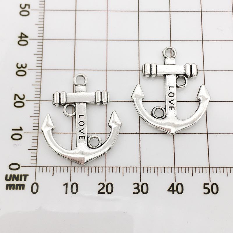 Vintage Antique Silver Anchor Charm Pendant for DIY Jewelry - 1 Piece