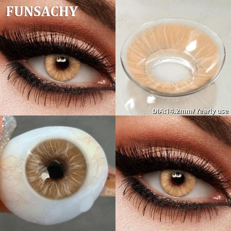 FUNSACHY 1 Pair Color Contact Lenses for Eyes Natural Softlens Lenses Cosmetic Eye Contacts Gray Pupils Yearly Lens Brown Lens