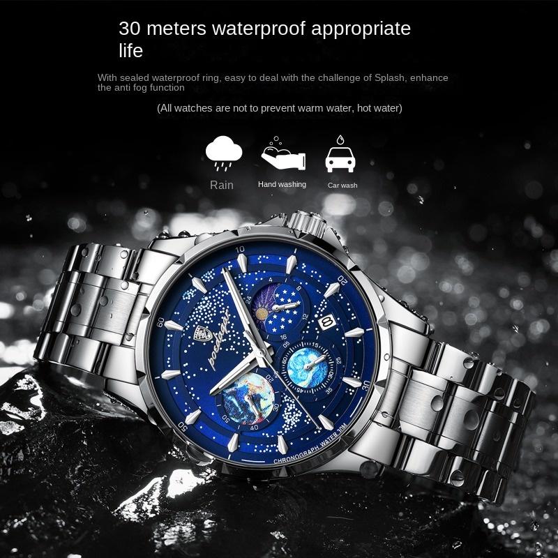Top Brand New Multifunctional Luminous Men's Watch Waterproof Quartz Calendar Starry Sky Watch