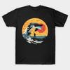Men Black Print T-shirt The Great Killer Whale No-Cut Transfer Paper Print Cotton Tshirt