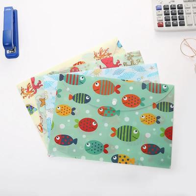 Kawaii Jellyfish Starfish Sea Animal File Folder Snap Button Desk Document Organizer PVC A4 File Bag Paper Office Accessories