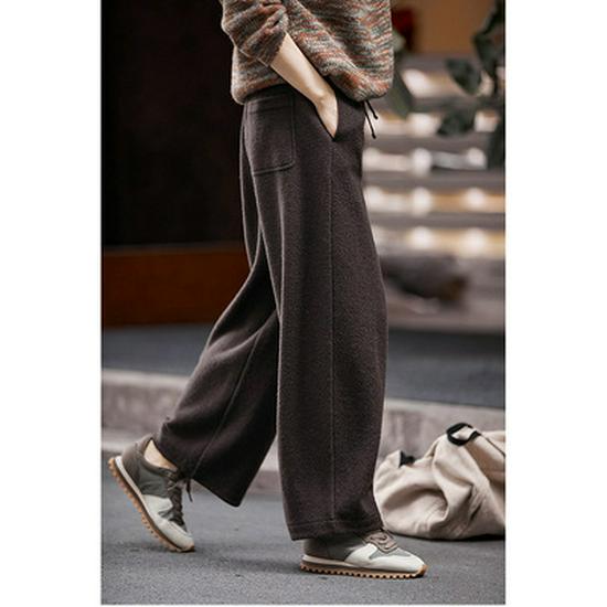 

Autumn/Winter Retro Brown Elastic Waist Wool Carrot Pants Medium темно-коричневого