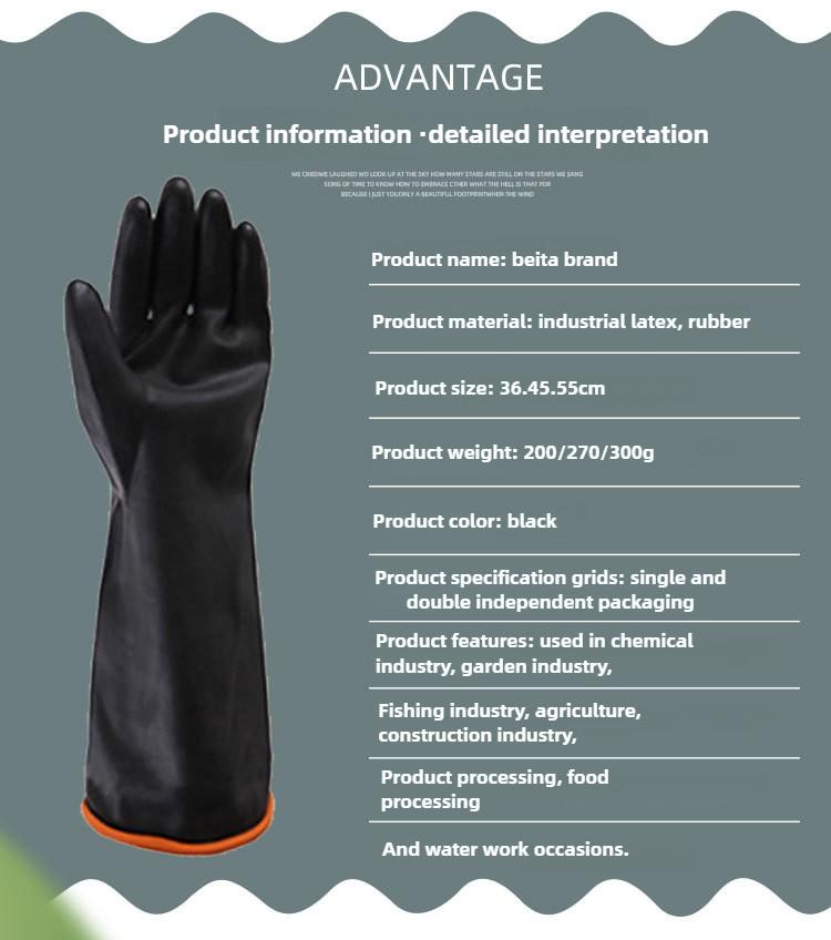 Säure- und Alkalibeständige Handschuhe aus Gummi, Schwarz, doppelwandig, verlängert und verdickt, Industrielle Chemikalienschutzhandschuhe