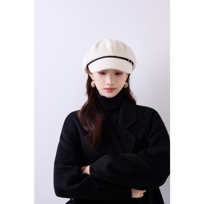 Korean Style Autumn Winter Women Large Head Circumference Octagonal Hat