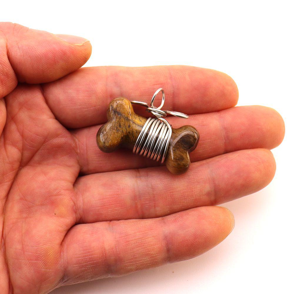 35mm Handmade Wrapped Wire Agate Amethyst Bone Necklace with Natural Crystal Stones (N729)