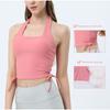 With Chest Pad Export Amoi Open Back Women's Drawstring Sports Vest Halterneck Running Top Yoga Workout Vest