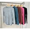 2024 Autumn/Winter New Solid Color Round Neck Long Sleeve Brushed Loose T-Shirt Top For Women