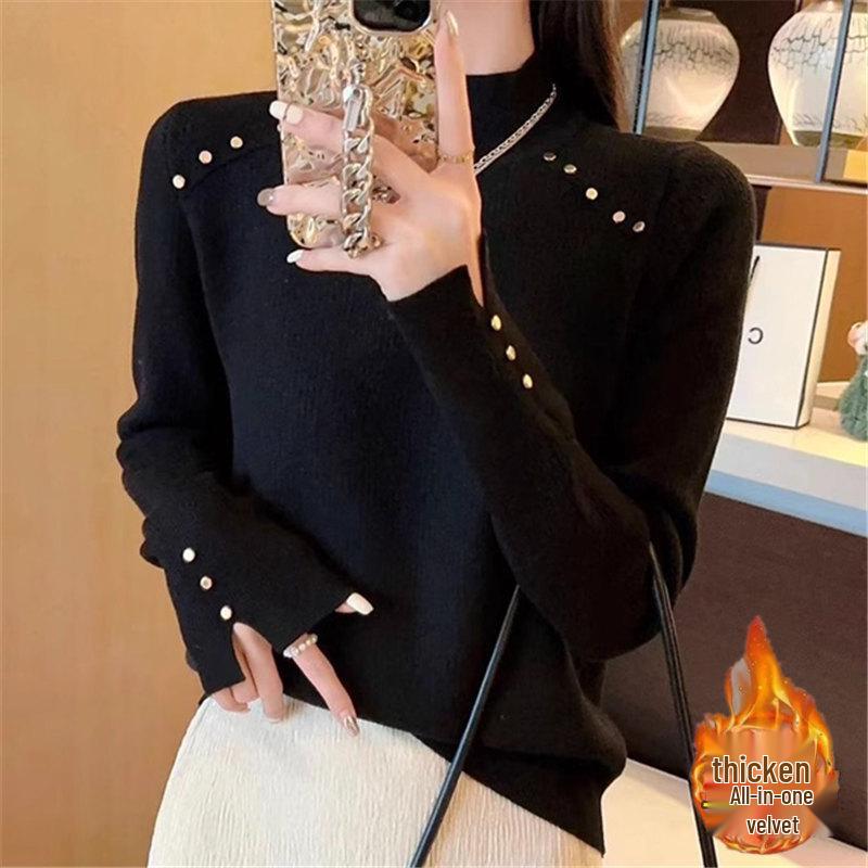 Women s Fleece-Lined High-Neck Sweater - Thick, Warm, Fashionable Winter Base Layer Top Small