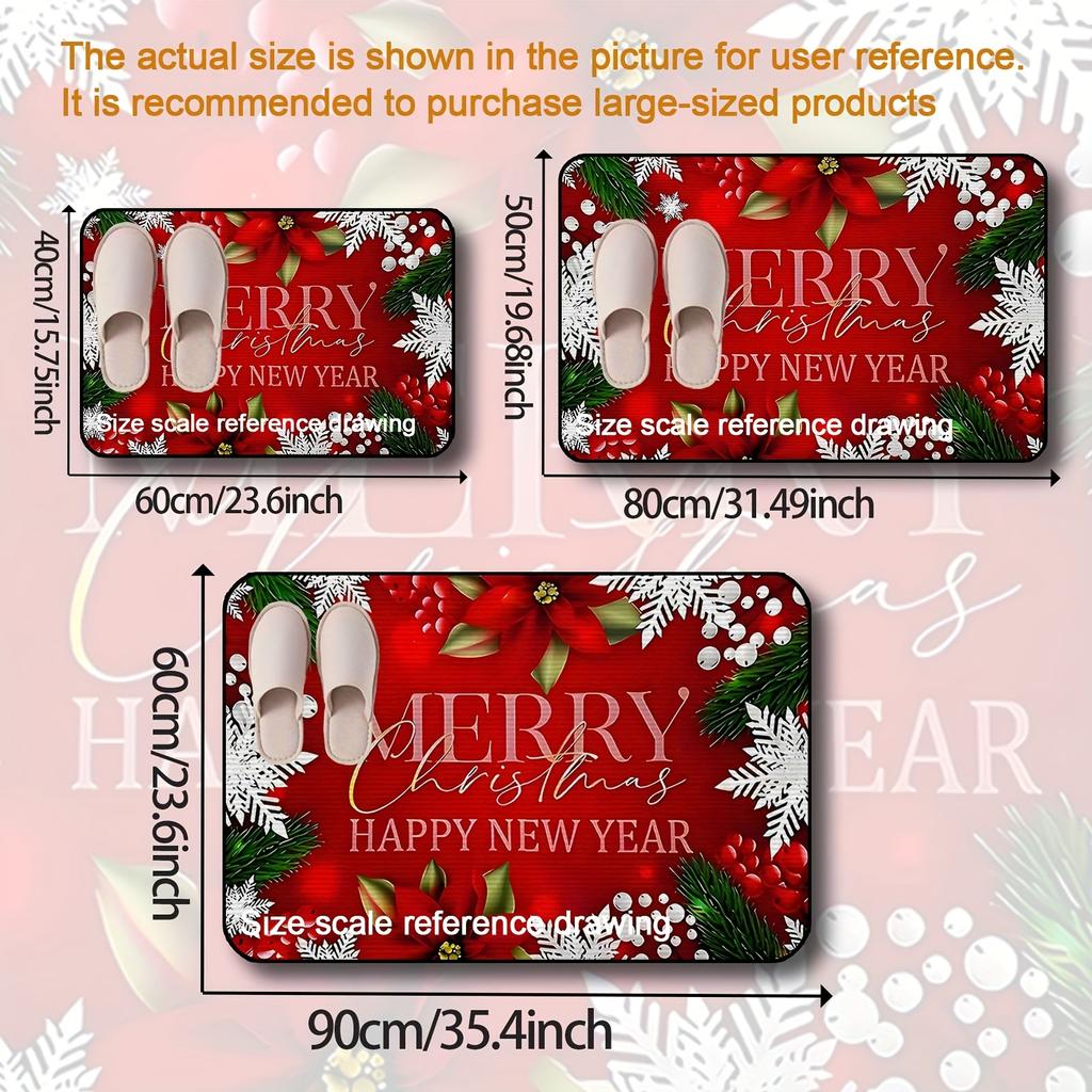 Weihnachtsteppich Festlicher Roter Fußabtreter Willkommensmatte Außenteppich Winterteppich Für Schlafzimmerteppich Für Wohnzimmer Heimdeko