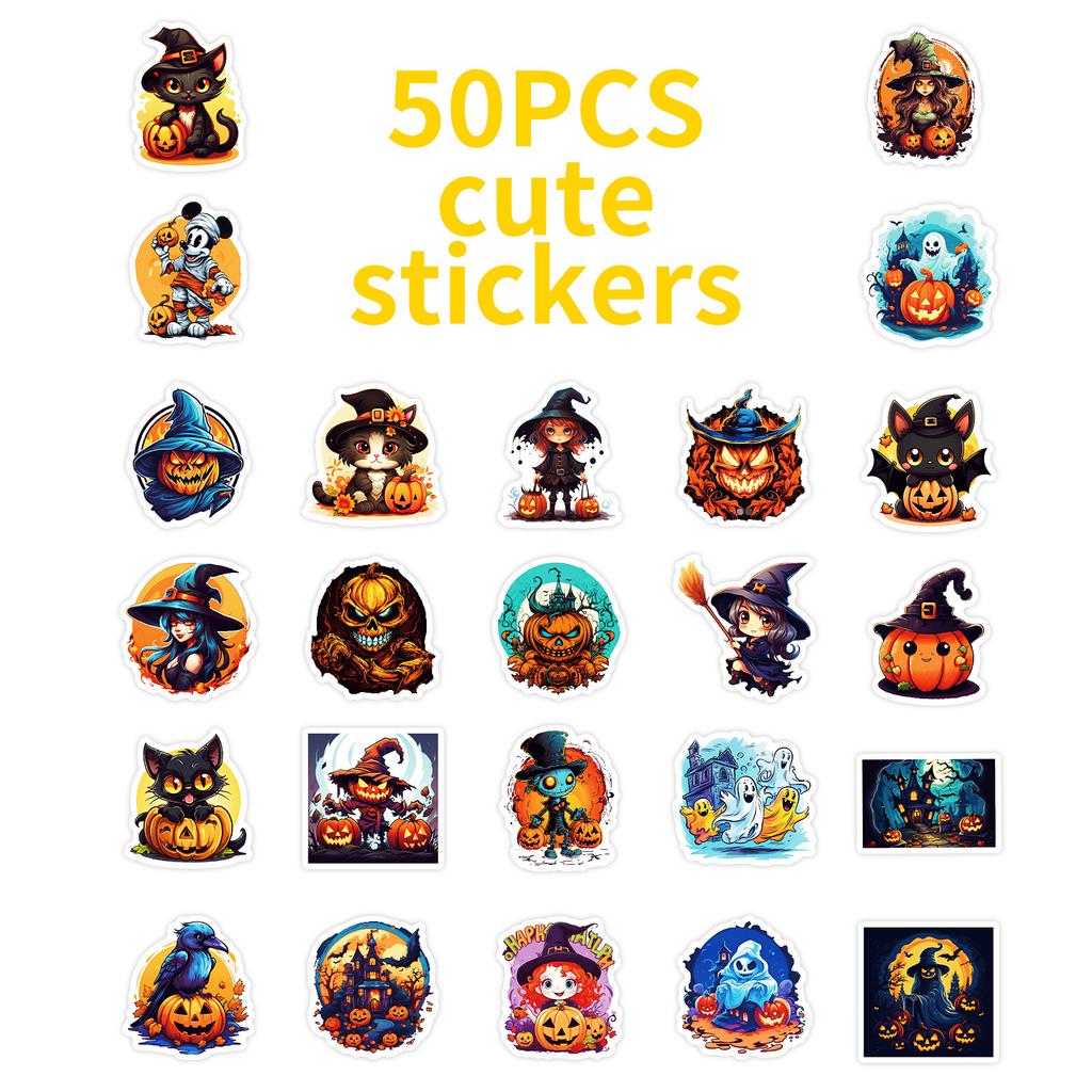 50 Halloween Halloween Pumpkin Witch Sticker Sticker Shein Horror Sticker