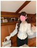 Cream Bagel French Sweet Age-Reducing Lace Ruffle Slimming Blouse - Women's Autumn Court Style Top