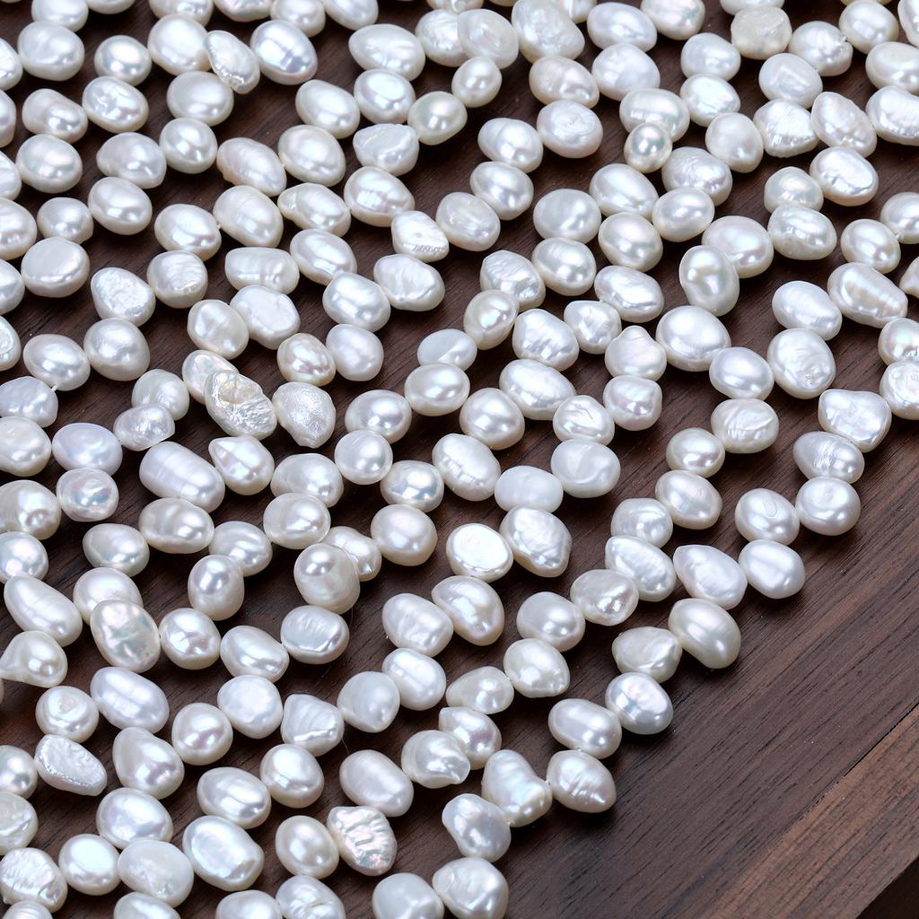 New Natural freshwater pearl necklace with three holes and a polished finish on both sides67mm Baroque Irregular Semi-Finished Beads