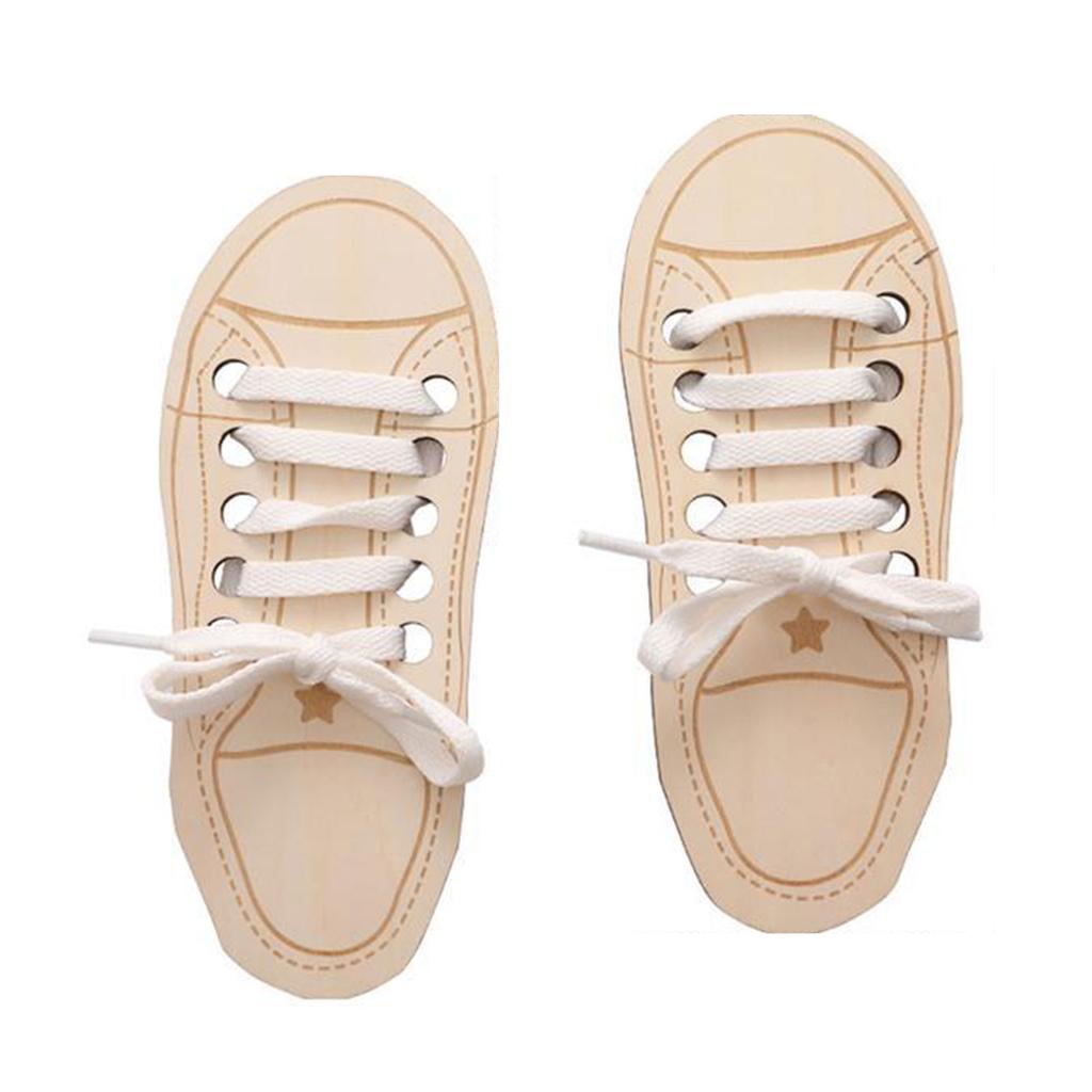 Shoelaces Shoe Tying Toy Puzzle Improve Intelligence Game Toy Wooden Threading Game Children Shoe Tying Toy