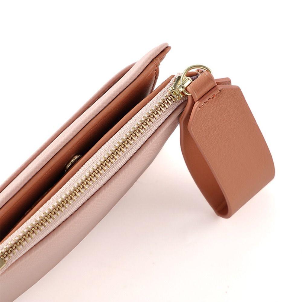 PU Leather Women Clutch Bag Korean Style Change Bag Temperament Short Wallets Female