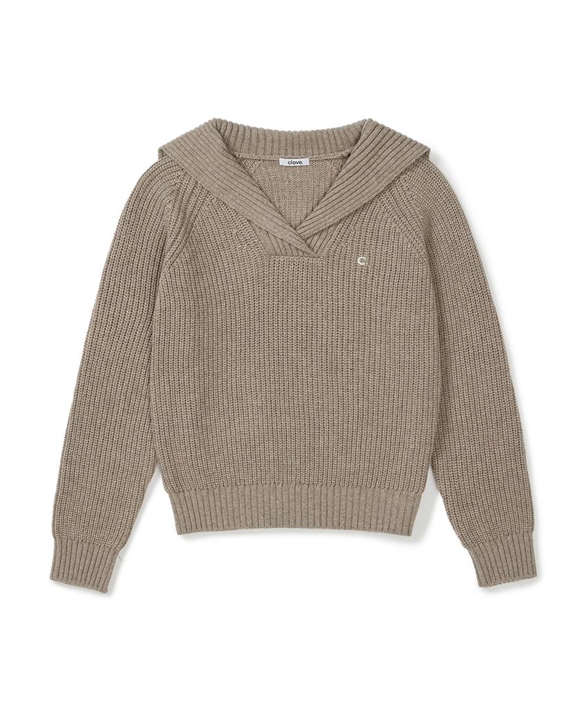 CLOVE [25Fw Clove] Collared V-Neck Knit Sweater (Beige)