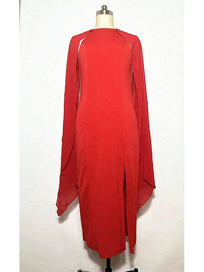 

Женское стильное вечернее платье из шифона с вставками - Элегантный европейский и американский королевский стиль 5XL красный