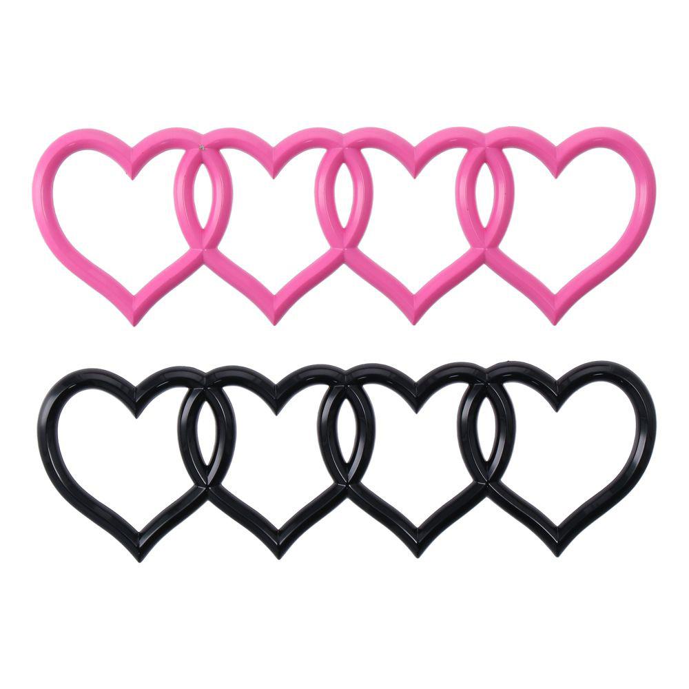 ABS 3D Love Heart Logo Black,Pink 8.58*2.76in Rear Trunk Emblem Rear Trunk Tail Label Badge