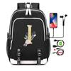 26 English Letters Black Backpack Cosplay Canvas Rucksack Children Kids Schoolbag Travel Bag Back To School Bookbag