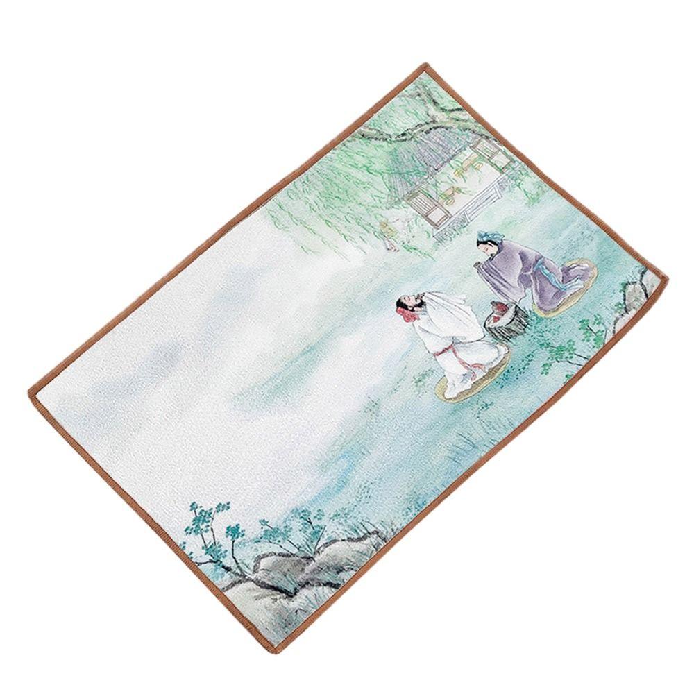 Prosop de ceai pictat chinezesc, prosop de mână, cârpă pictată, accesorii pentru curățarea ceaiului, covoraș pentru ceașcă