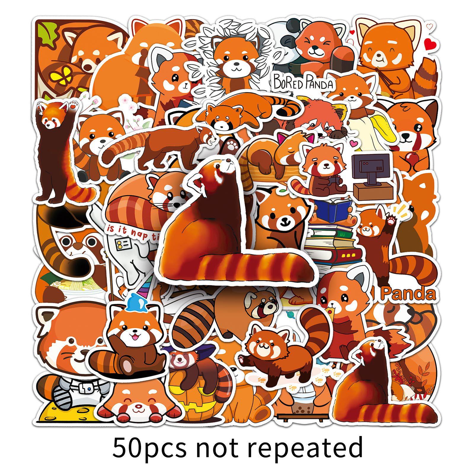 

Red Panda Graffiti Stickers: 50 Trendy Sheets for Travel Suitcases, Laptops, Cars, and Personalized Decoration