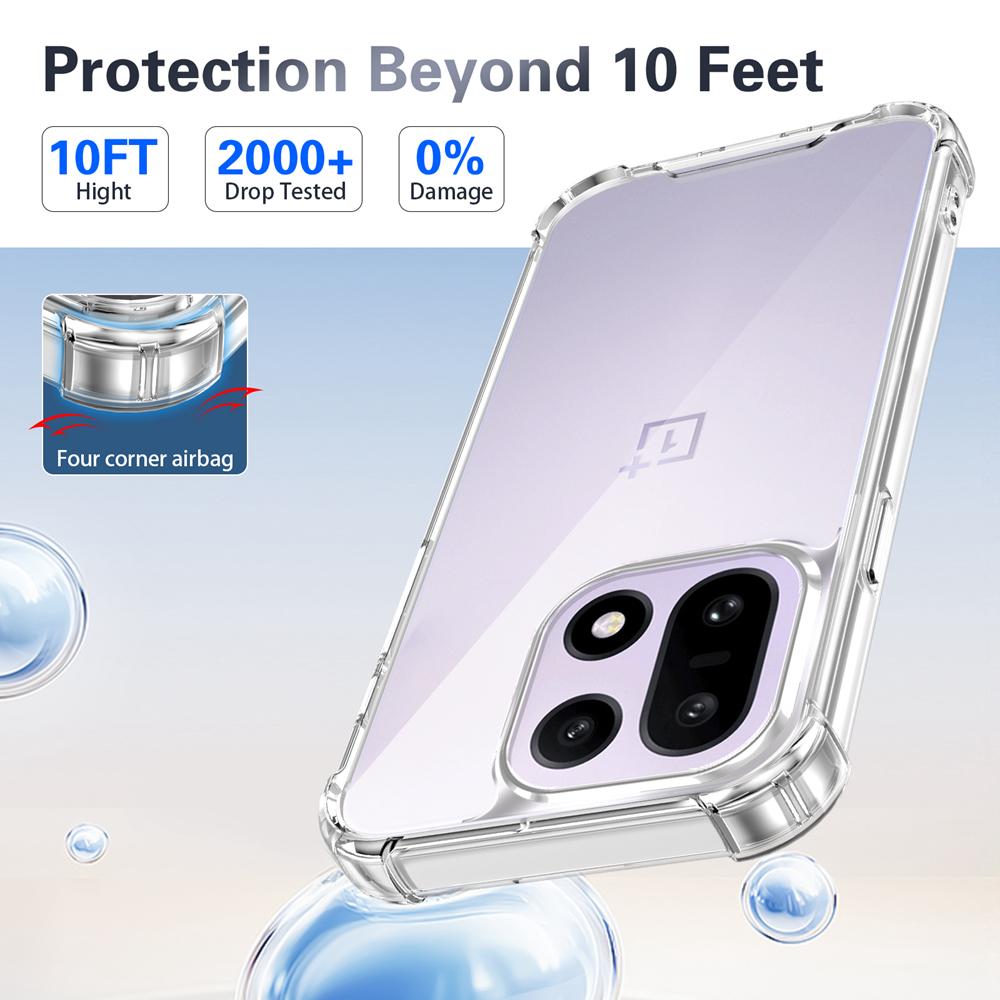 KEYSION Four-Corners Shockproof Transparent Case for OnePlus 15 5G Soft TPU+PC Clear Phone Back Cover for OnePlus 1+ 15