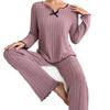 European & American Style Ribbed Black-Edged Bow Casual Home Set